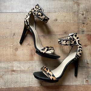Guess Vivian SexyPlatform Stiletto Sandals Pony Hair Animal Print Womens Size 11